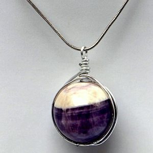 Herringbone wire wrapped Dog Teeth Amethyst Pendant