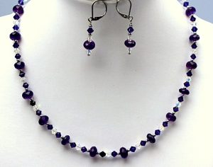 AAA Grade Amethyst Choker with Swarovski Crystal Set