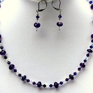 AAA Grade Amethyst Choker with Swarovski Crystal Set