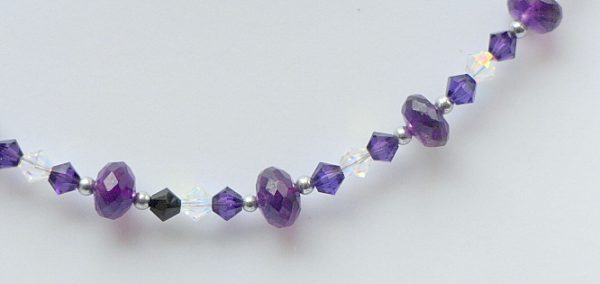 AAA Grade Amethyst Choker with Swarovski Crystal Set