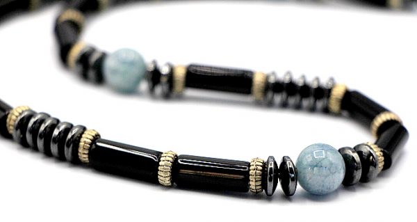 Onyx and Aquamarine Necklace