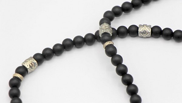 Hematite and black onyx men's necklace
