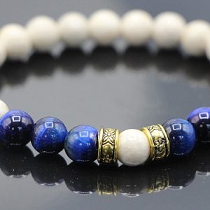 Coral Fossil and Blue Tiger's Eye Bracelet