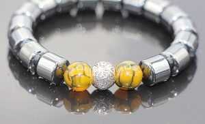 Hematite with Dragon's Vein Agate Bracelet